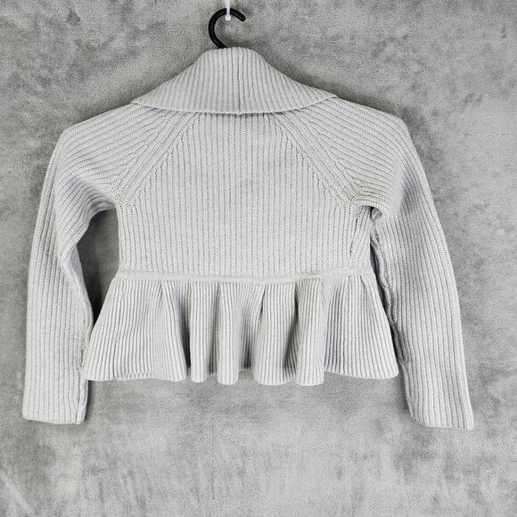 Womens Gray Express Design Studio Knitted Peplum Cardigan Sweater Wool Blend S - Picture 8 of 11